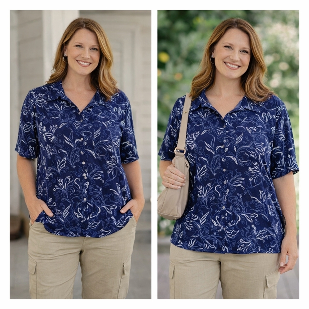 Sag Harbor Blue and White Paisley Top
